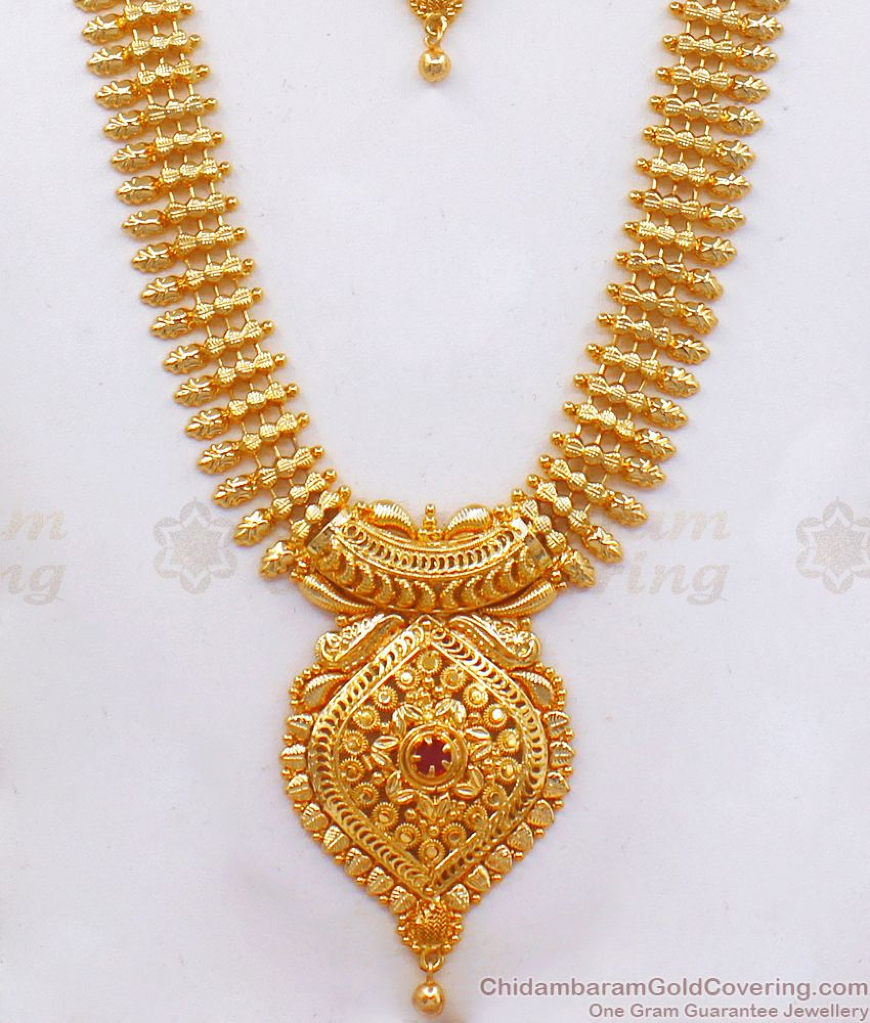 Best South Indian Bridal Wear Gold Haram Necklace Combo HR2184