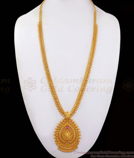 Traditional Kerala Trendy Pattern Gold Dollar With Ruby Stone Bridal ...