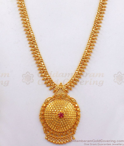 Buy One Gram Gold Necklace Collections Big Dollar Emerald Stone NCKN2056