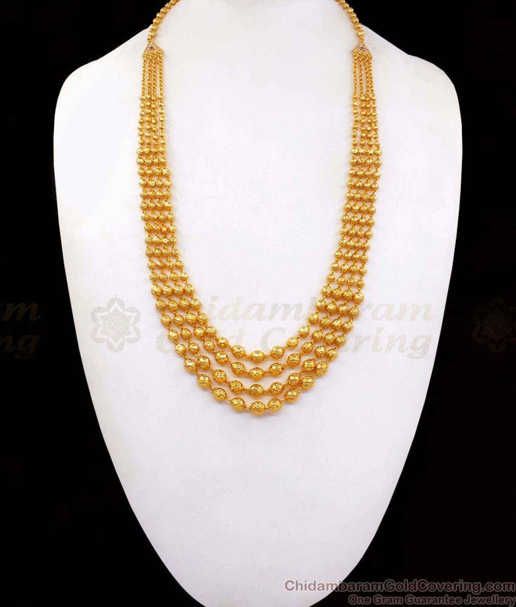 Multiline Gold Beads Short Haram Four Layer Necklace Bridal Wear HR2234