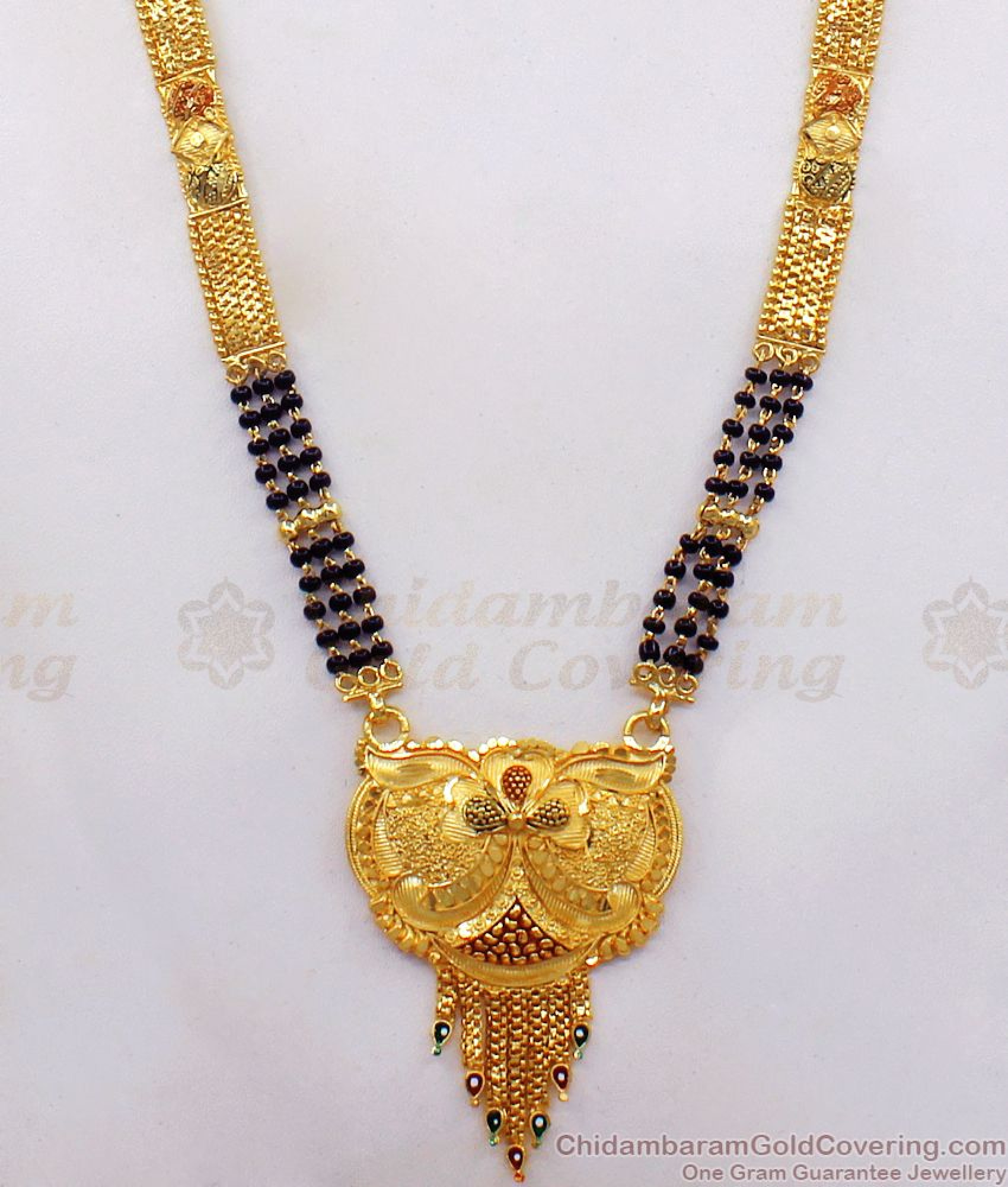 One Gram Gold Mangalsutra Haram Meenakari Pattern With Price Hr2288