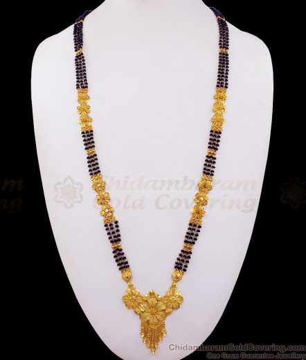 30 Inch Long Chain Mangalsutra Forming Gold Nalla Pusalu Mala Online HR2161