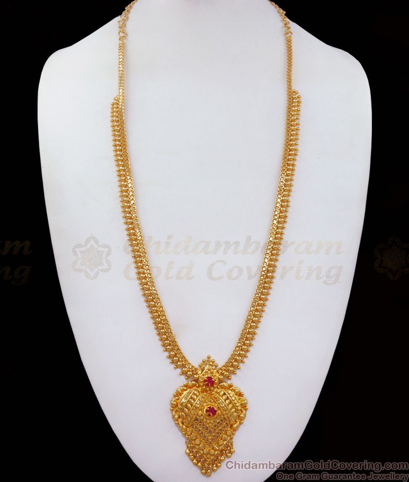 Buy Gold Plated Haram Design South Indian Jewelry HR2299