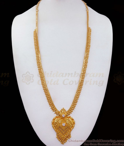 Glorious Ruby Emerald Stone Dollar Chain Gold Plated Haram Collection ...