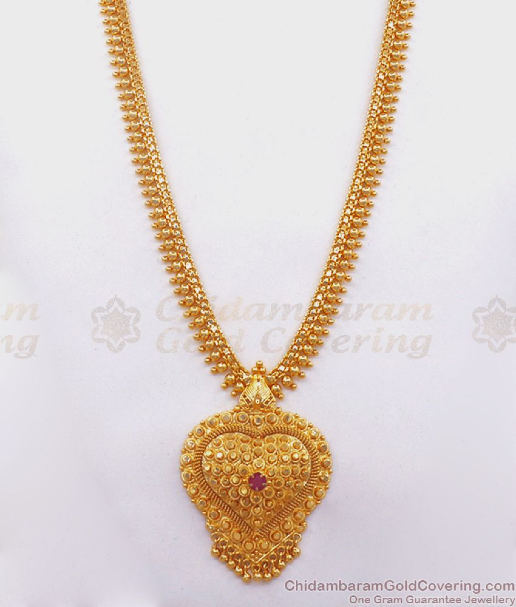 Buy Gold Plated Haram With Heart Shaped Pendant HR2309