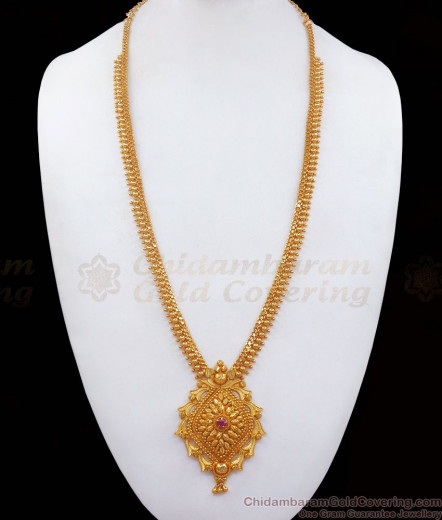 Traditional Kerala Trendy Pattern Gold Dollar With Ruby Stone Bridal ...