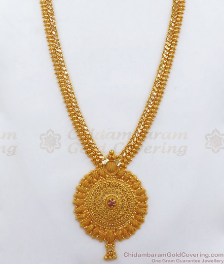 Kasu Malai, Ruby Stone Gold Plated Aaram, American Diamond Aaram ...