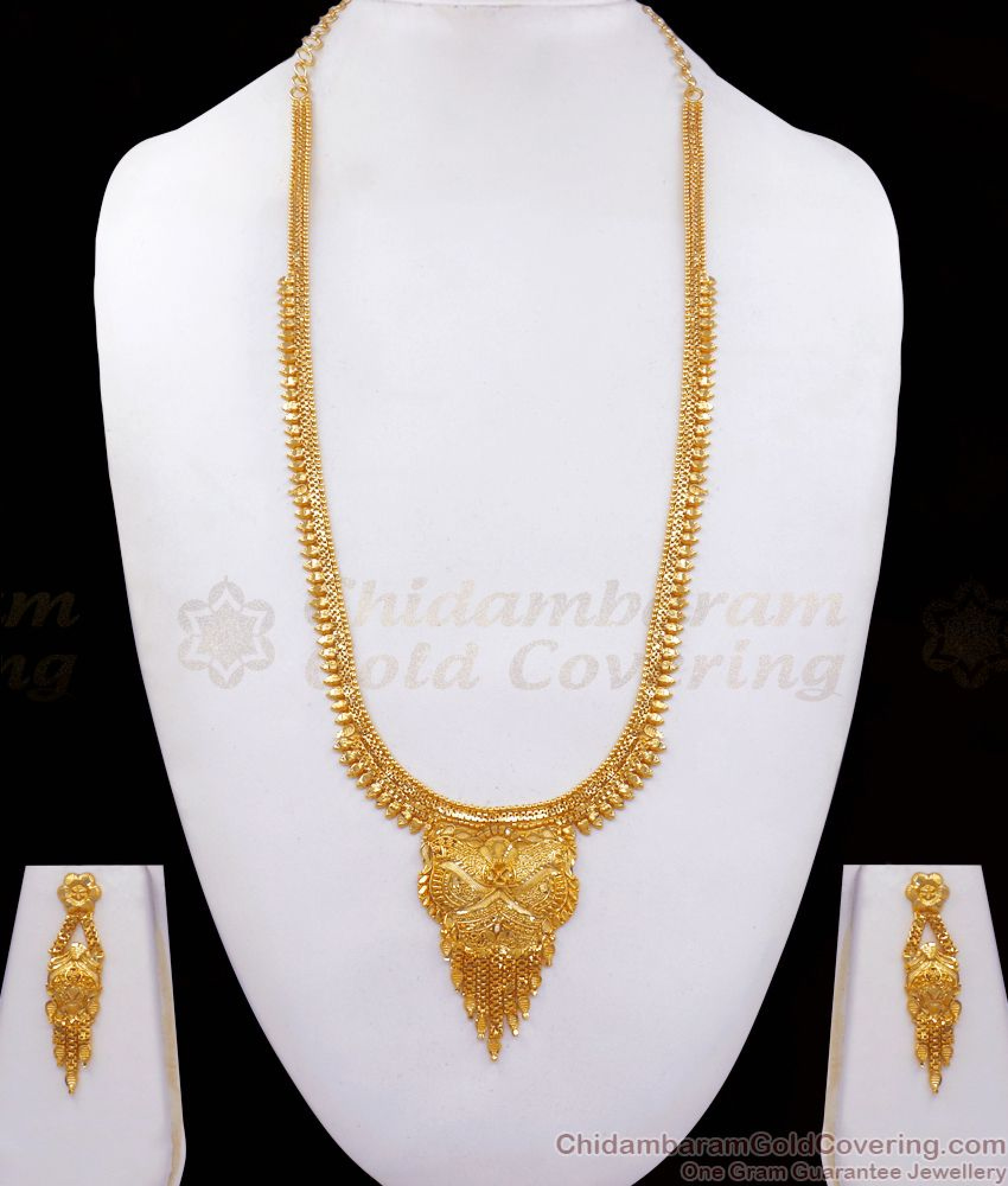 Buy Online Gold Plated Haaram With Earring Combo HR2318