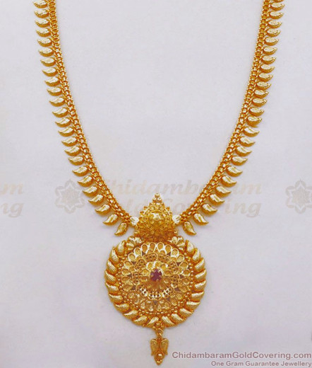 Kasu Malai, Ruby Stone Gold Plated Aaram, American Diamond Aaram ...