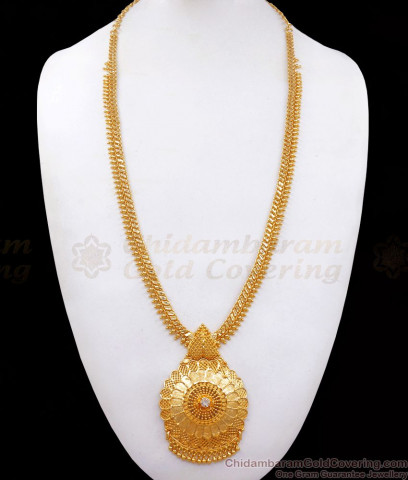 Glorious Ruby Emerald Stone Dollar Chain Gold Plated Haram Collection ...