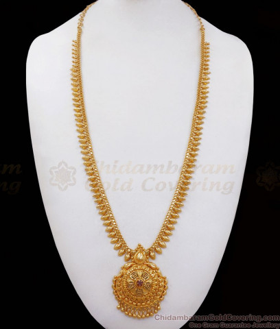 One Gram Gold Single Stone Grand Model Haram Necklace Bridal Make HR1332