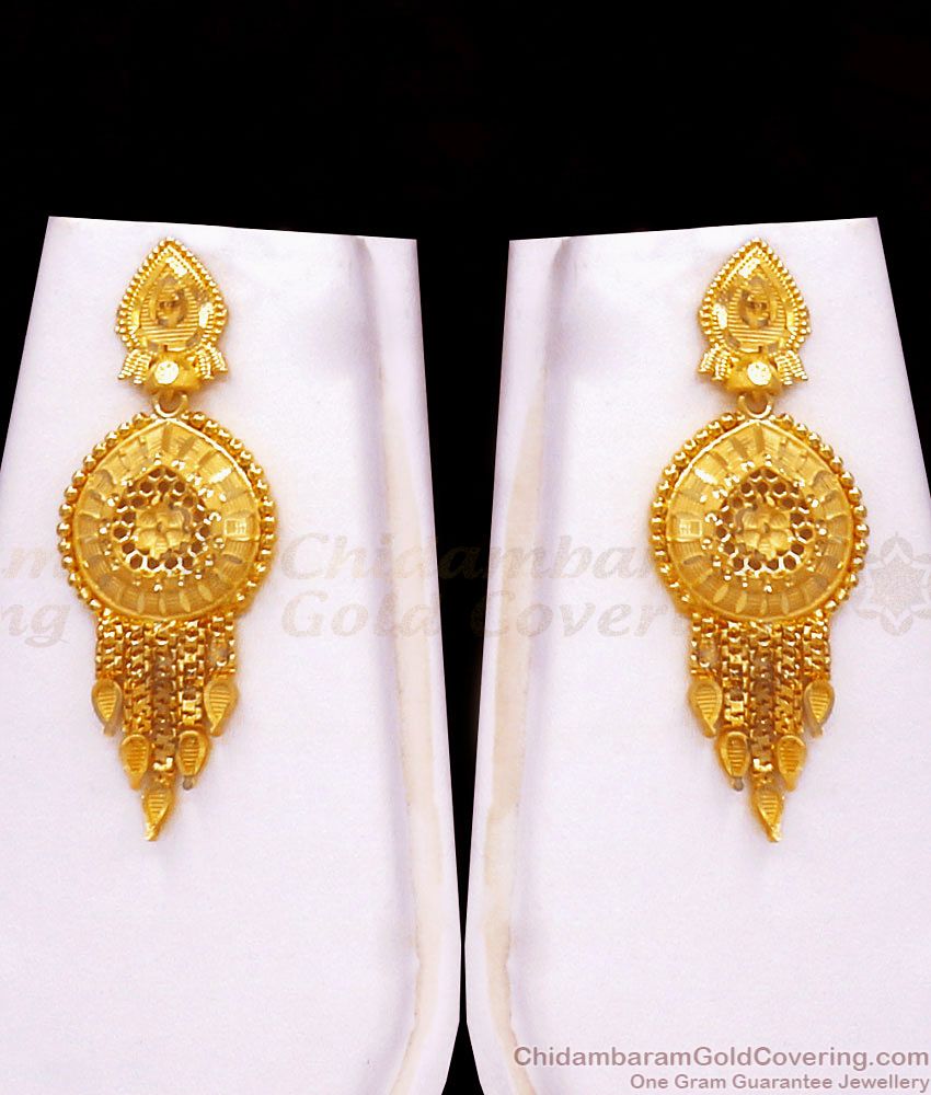 Latest 2 Gram Gold Haram Earring Forming Bridal Wear Combo HR2524