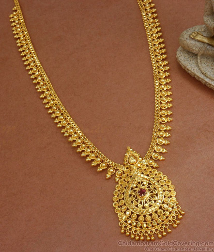 Grand Gold Finish Bridal Haram Malai Jewellery For Wedding HR1007