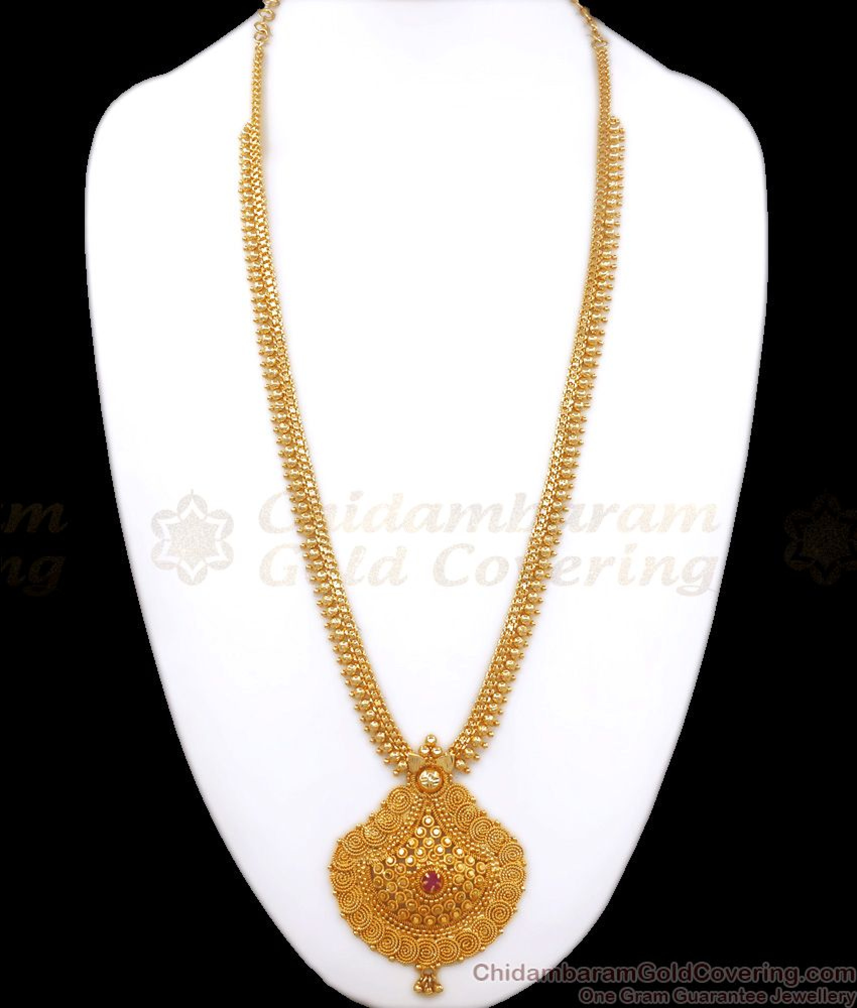 Bridal Gold Long Haram Mullai Design Kerala Gold Jewelry Hr2616