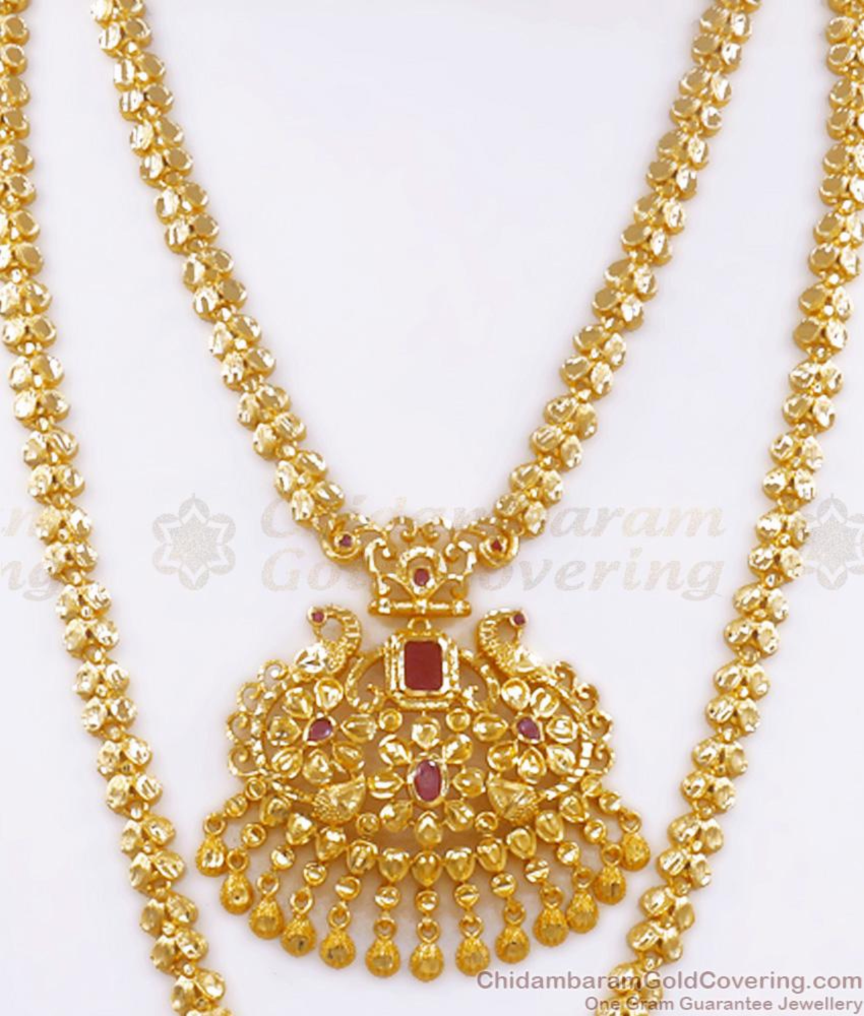 Beautiful Full Bridal Set Gold Haram Nethichutti Combo Set With 