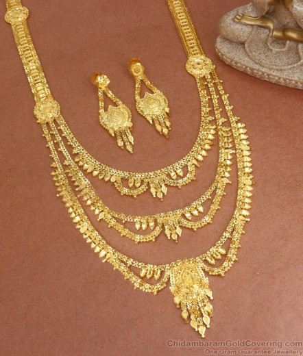 Trendy Calcutta Design Gold Forming Bridal Set Haram Necklace With ...