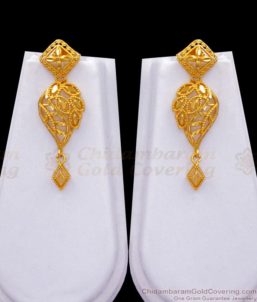 Arabian Stylish Leaf Pattern 2 Gram Gold Short Haram Earring Combo Shop Online HR2750