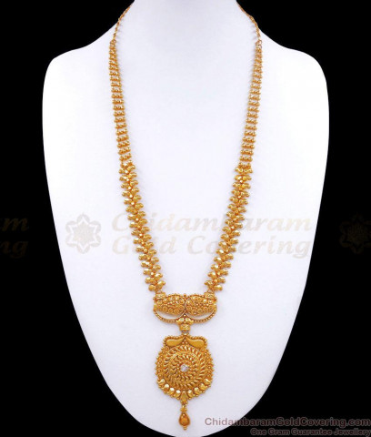 Glorious Ruby Emerald Stone Dollar Chain Gold Plated Haram Collection ...