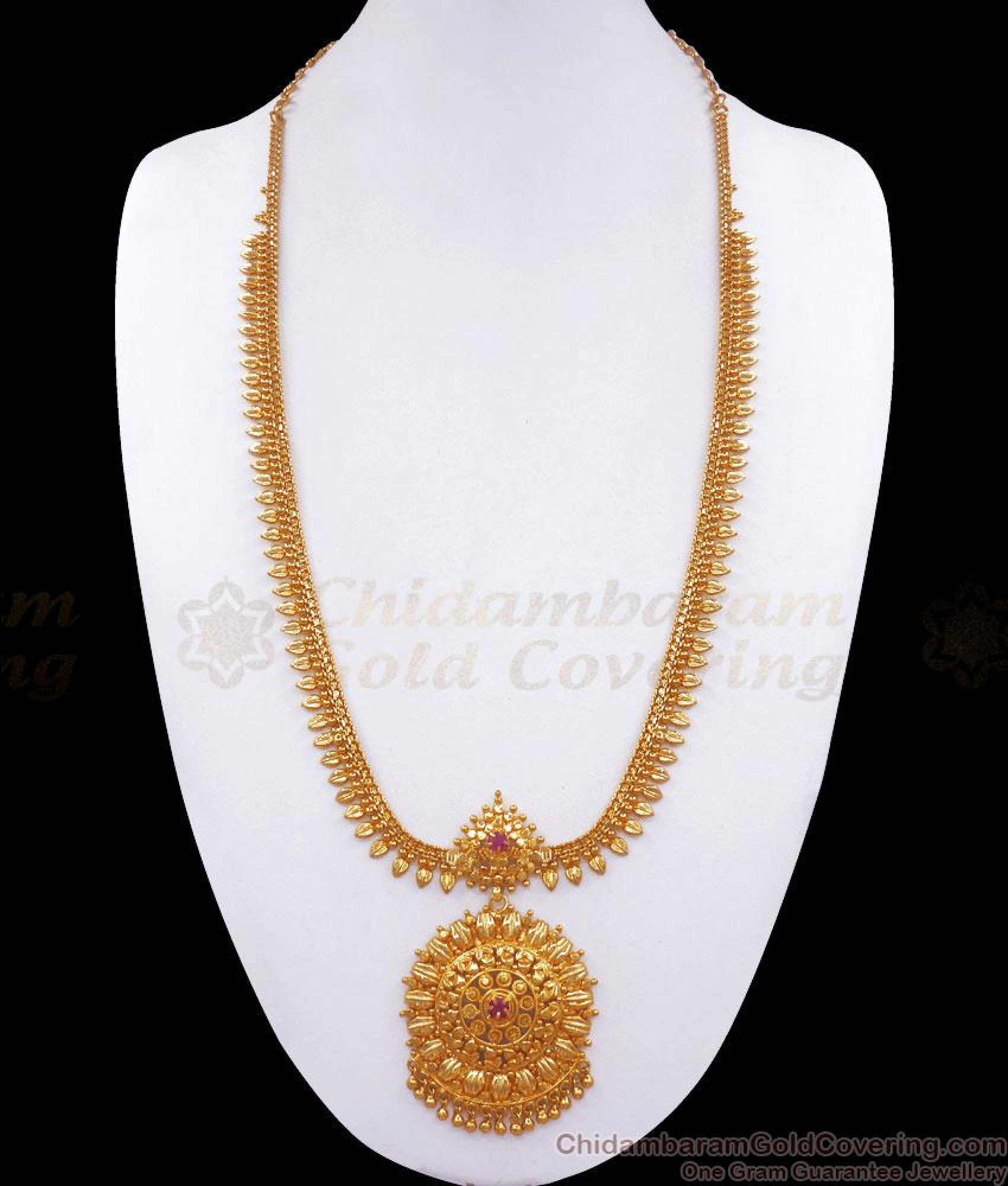 Traditional Gold Imitation Haram Ruby Stone Leaf Designs HR2854