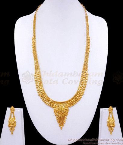 Fancy Model Gold Bridal Haram With White Stone Jewelry For Ladies HR1518