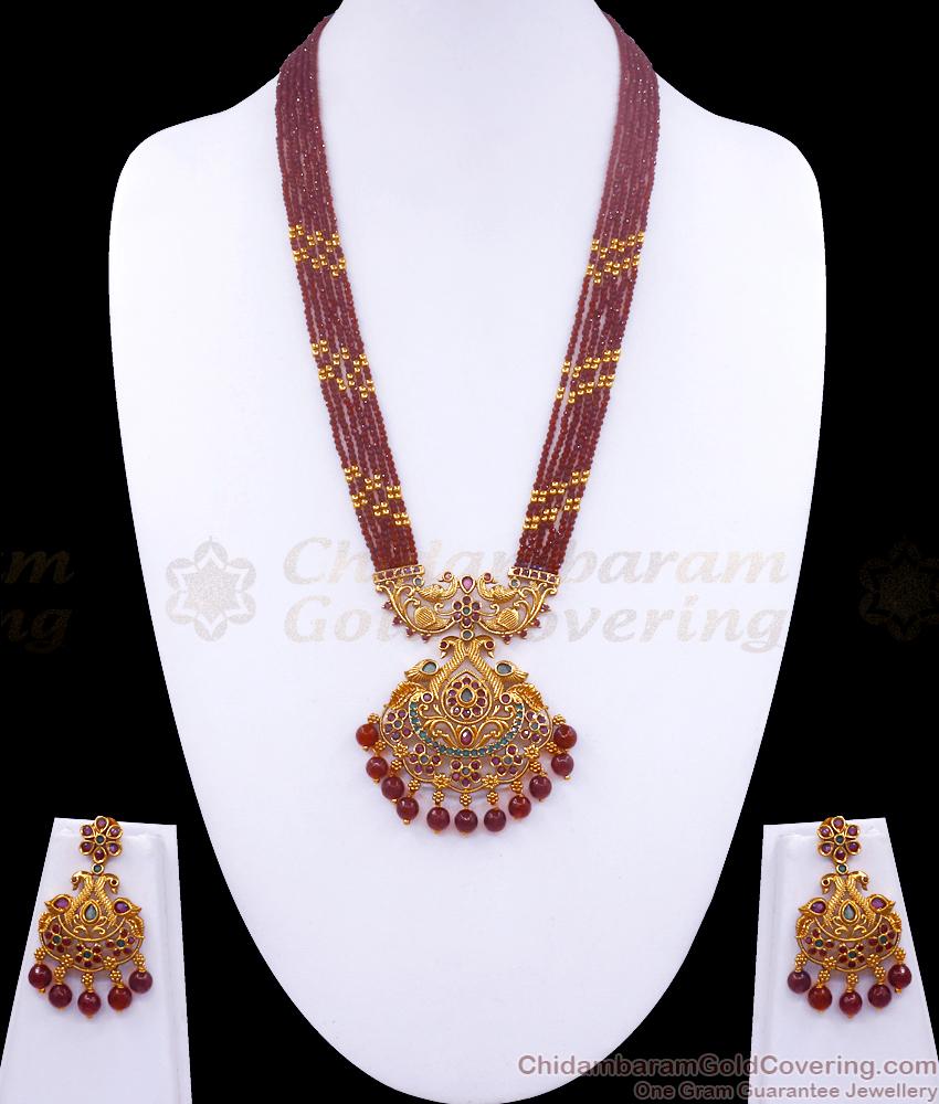 Grand Victorian Gold Imitation Haram Combo Ruby Stone Designs HR2901