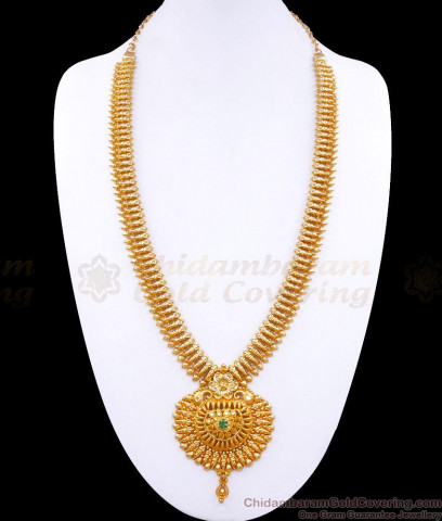 Fancy Model Gold Bridal Haram With White Stone Jewelry For Ladies Hr1518