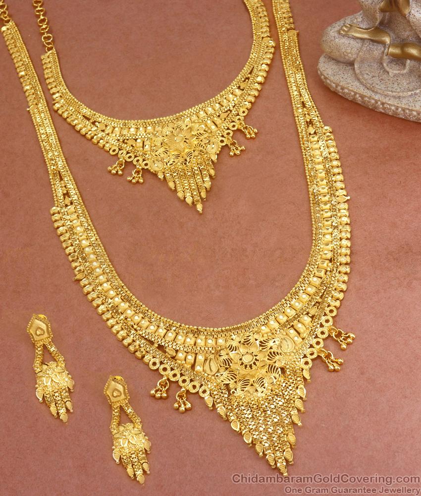 Grand 2 Gram Gold Haram Necklace For Women Wedding HR2917