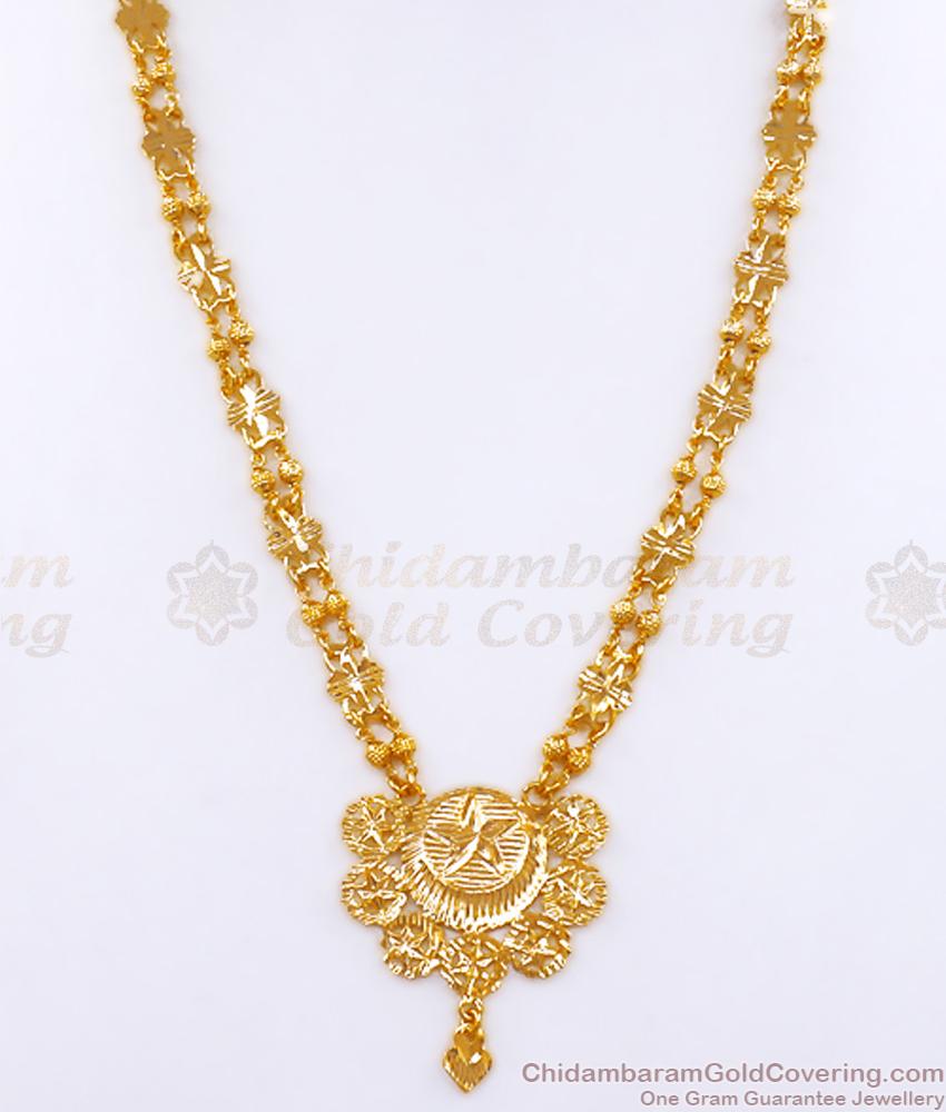 Latest 1 Gram Gold Long Necklace Islamic Wedding Designs HR2929
