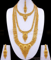 Grand Bridal Gold Haaram Double Necklace Combo Set HR2936