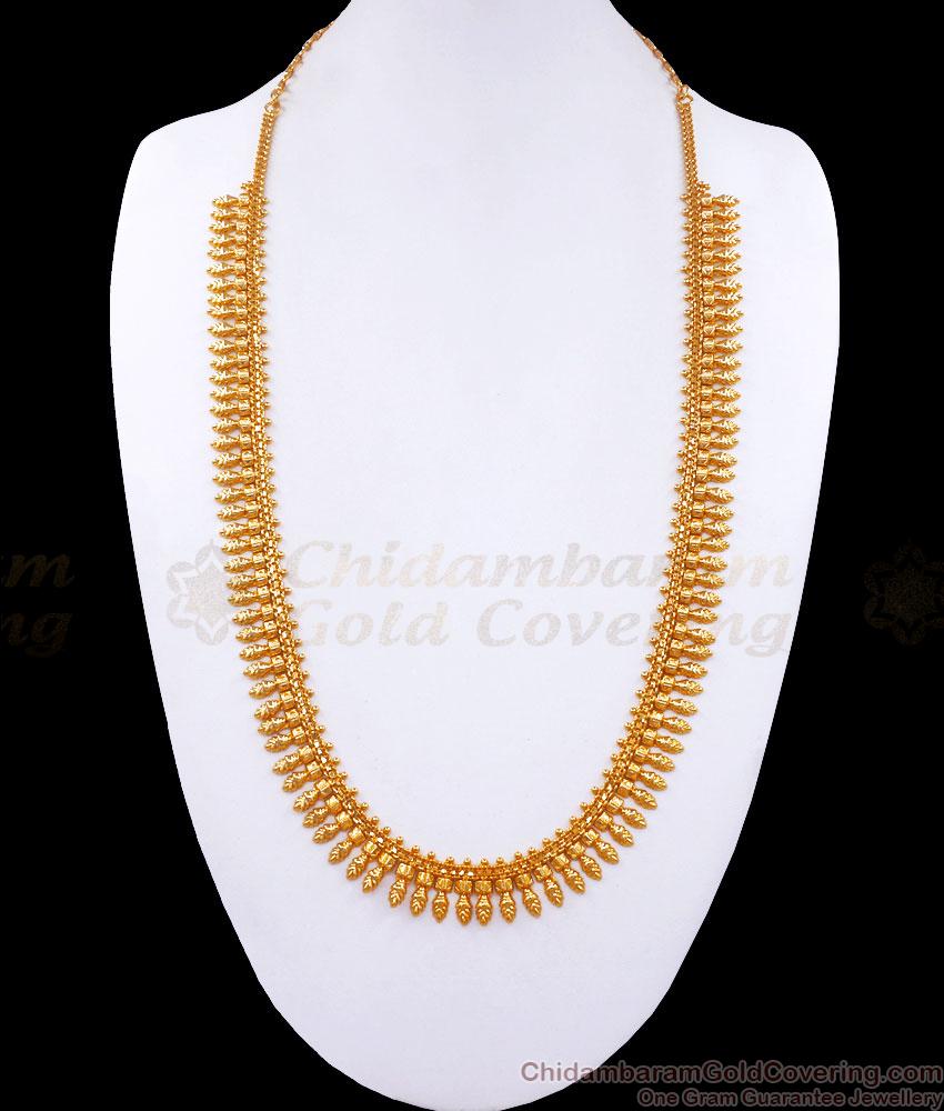 Long 1 Gram Gold Haaram Mullai Arumbu Design Bridal Collection HR2939