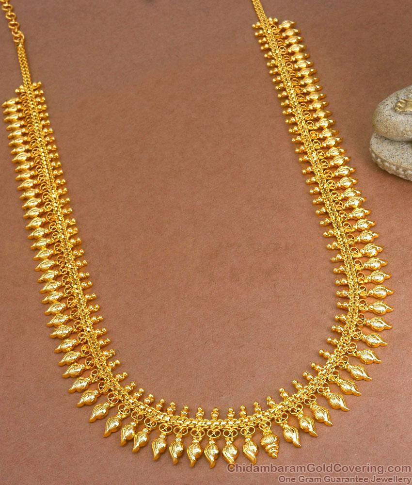 Lord Vishnu Sangu Design Gold Plated Haaram Shop Online HR2941