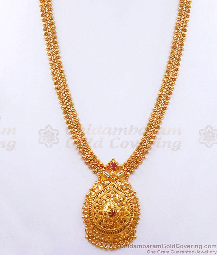 Ruby Stone 1 Gram Gold Plated Haram Women Bridal Collection HR2947