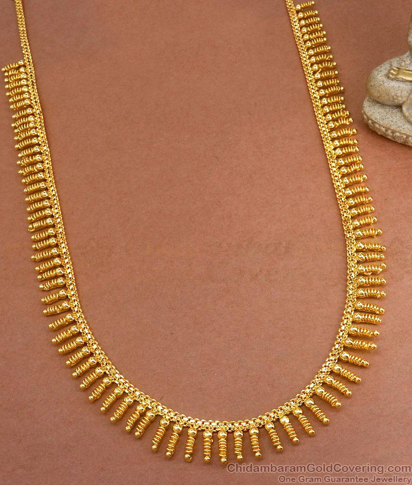 Spiral Mullai Type Gold Long Haaram Kerala Designs HR2959