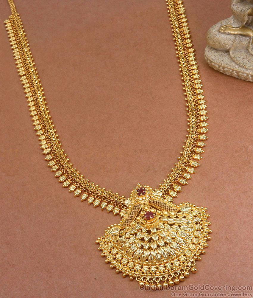 Latest Chandaballi Pendant Long Haram 1 Gram Gold Jewelry HR2977