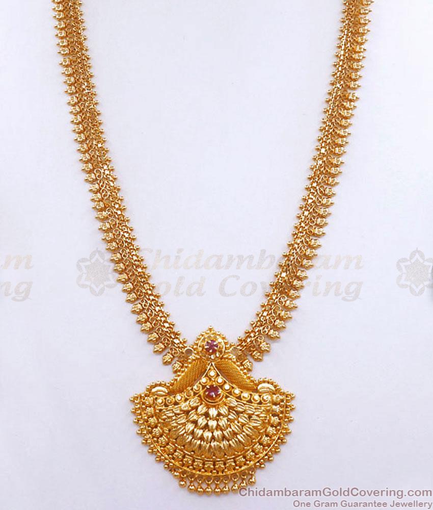 Latest Chandaballi Pendant Long Haram 1 Gram Gold Jewelry HR2977