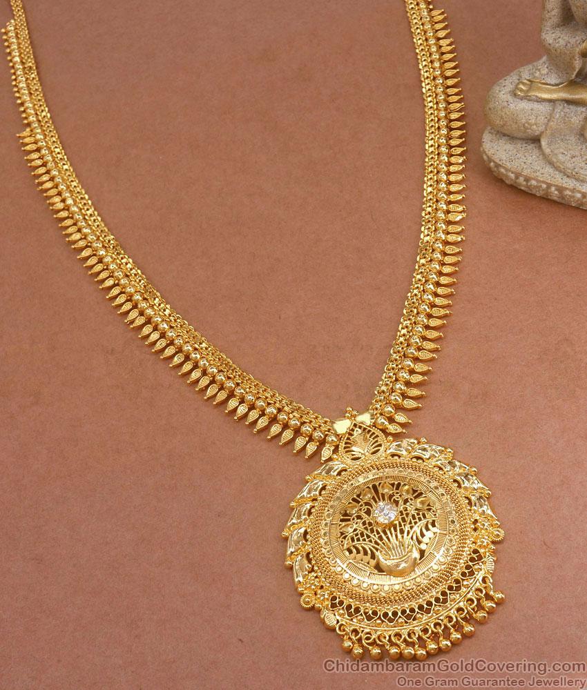 Latest One Gram Gold White Stone Haaram Design Online HR2981