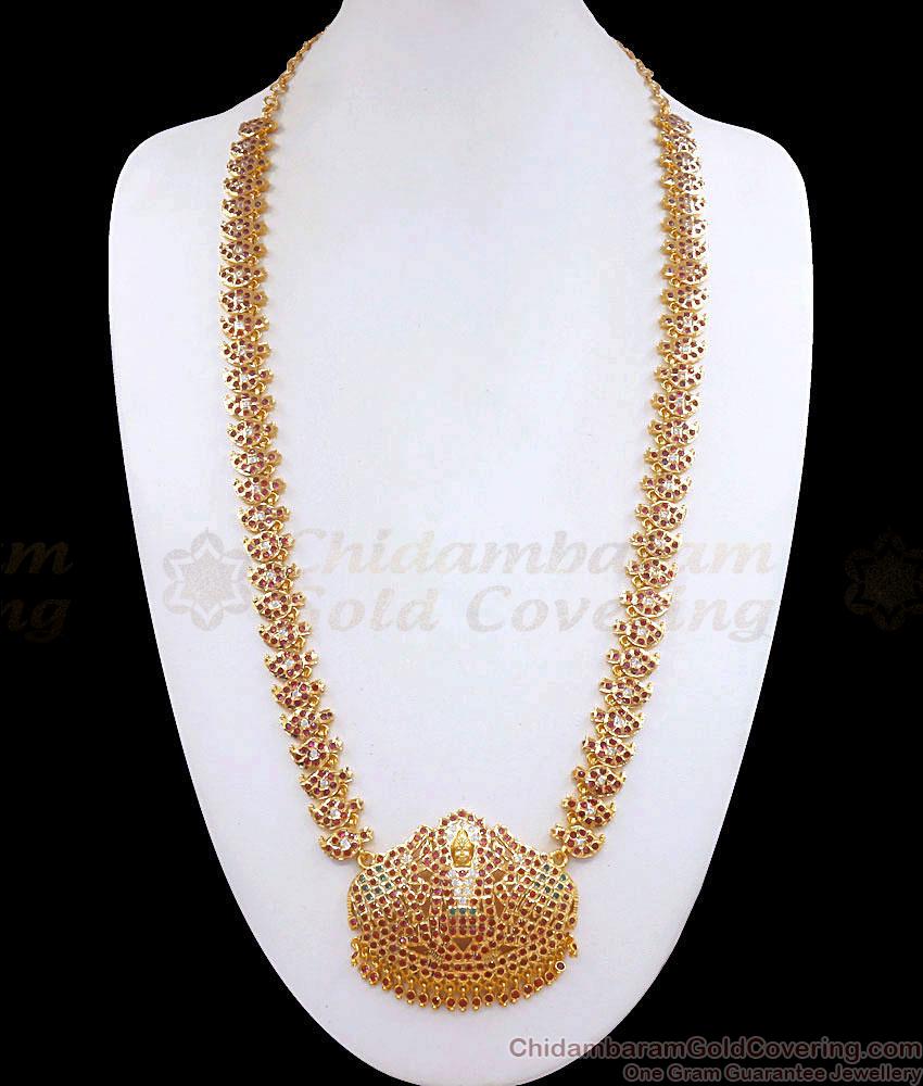 Premium 5 Metal Impon Haram Multi Stone Lakshmi Design HR2984