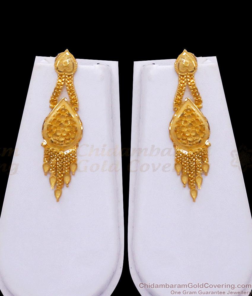 Unique Gold Design Plain Haram Earring Mullai Design HR2994