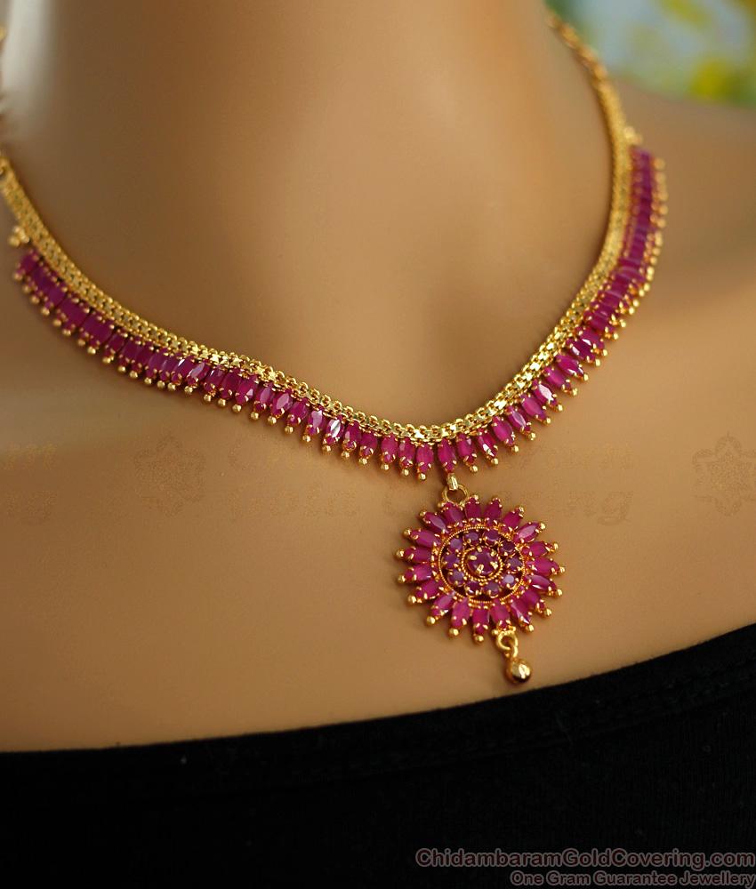 Beautiful Ruby Stone Haram Necklace Bridal Jewellery HR2996