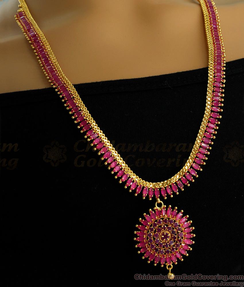 Beautiful Ruby Stone Haram Necklace Bridal Jewellery HR2996