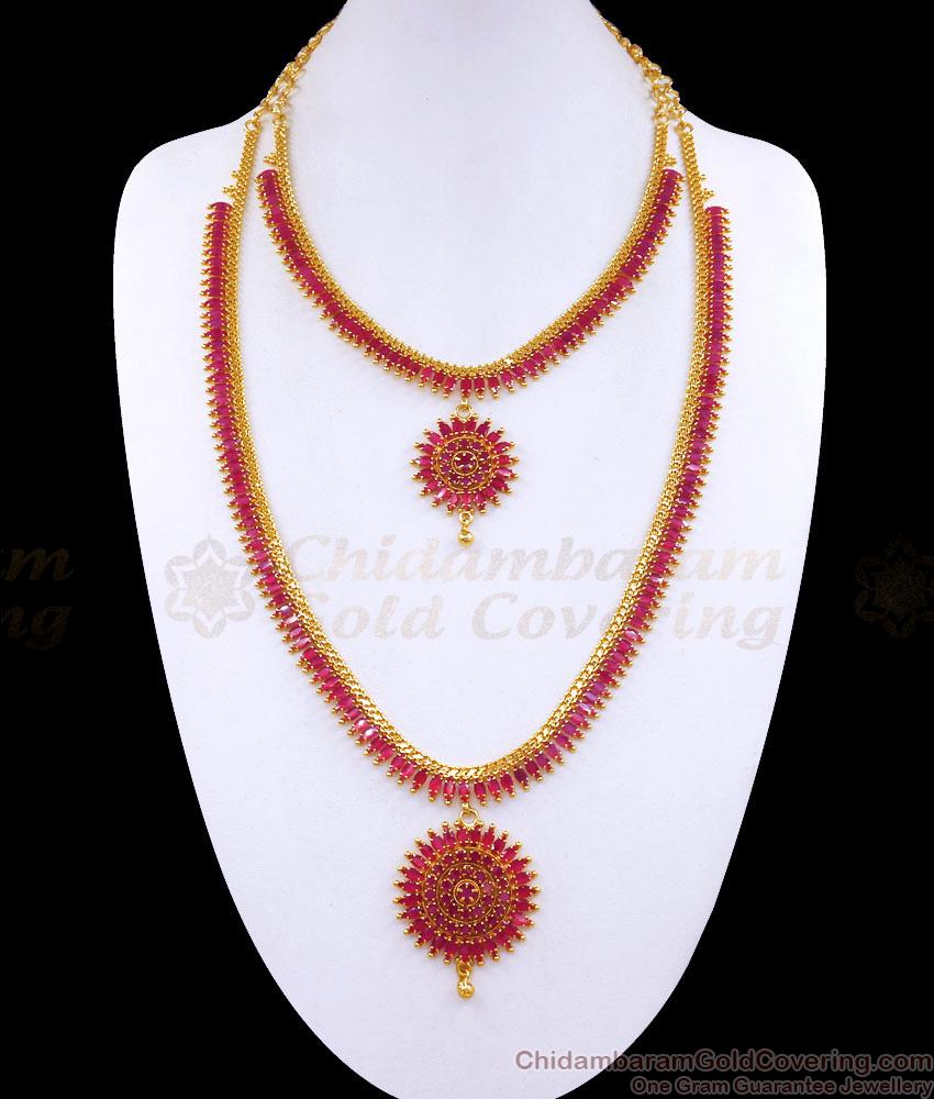 Beautiful Ruby Stone Haram Necklace Bridal Jewellery HR2996