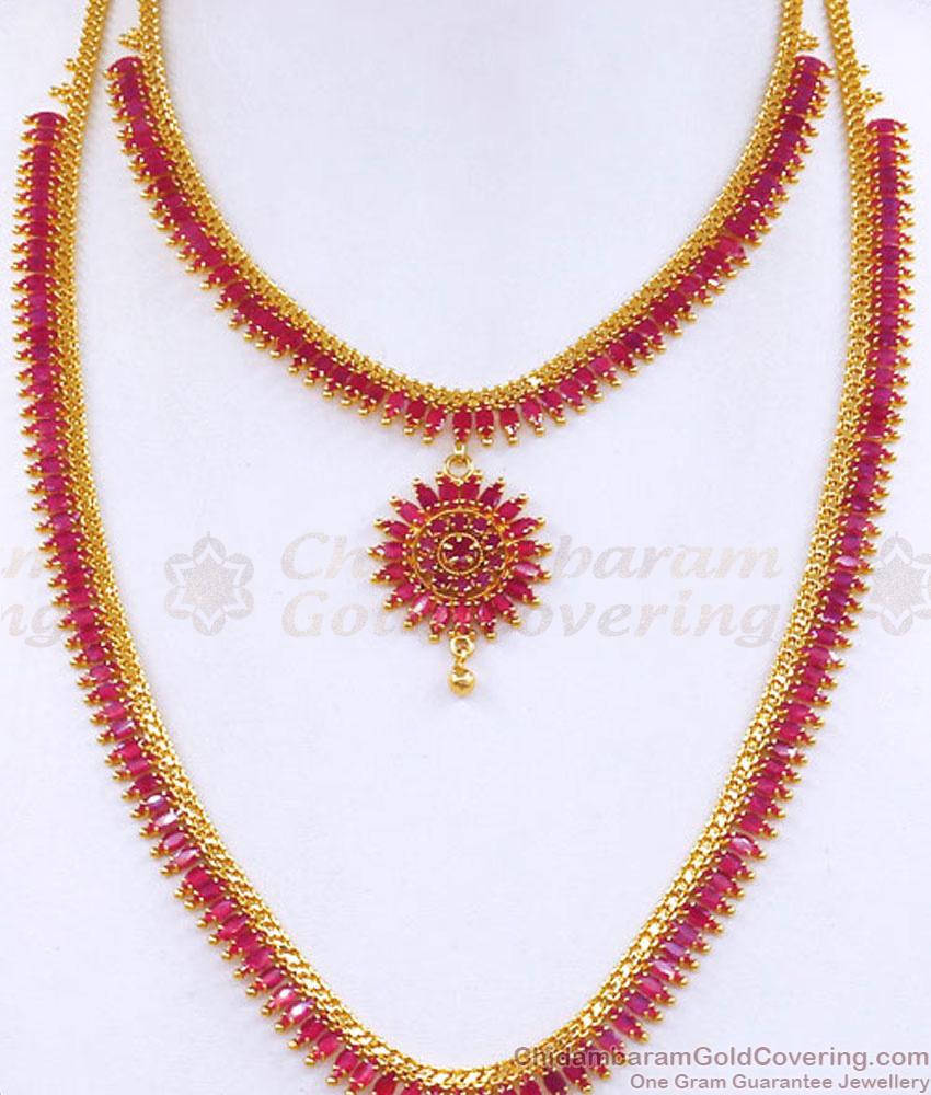 Beautiful Ruby Stone Haram Necklace Bridal Jewellery HR2996