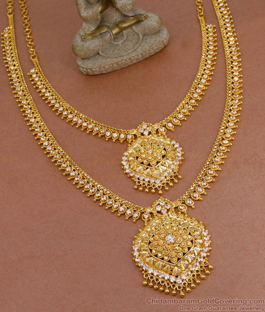 High Quality Gold Imitation Haram Necklace White Stone Jewelry Set HR2997