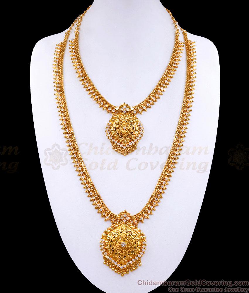 High Quality Gold Imitation Haram Necklace White Stone Jewelry Set HR2997