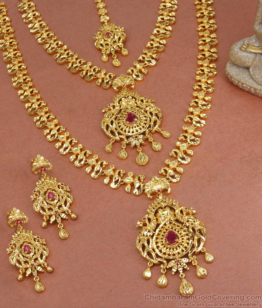 Premium Gold Plated Wedding Jewellery Set For Bride HR3001