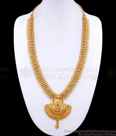 Fancy Model Gold Bridal Haram With White Stone Jewelry For Ladies HR1518