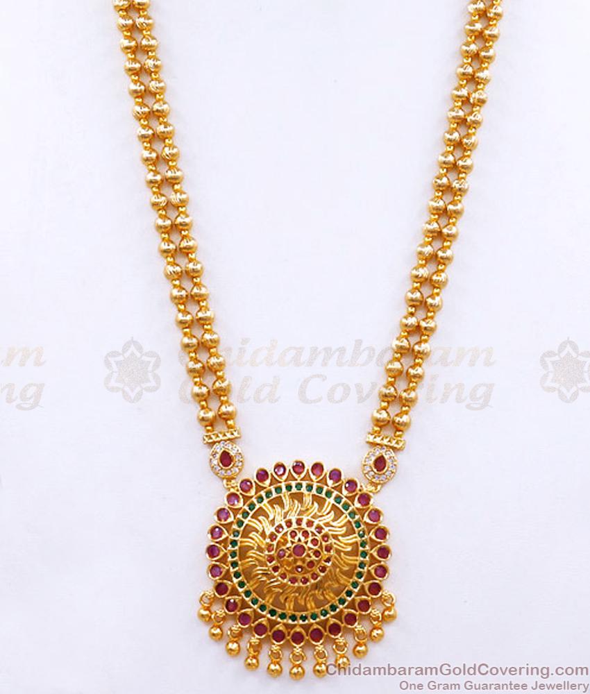 Two Line 1 Gram Gold Haram Beads Chain Design Kemp Jewelry HR3032