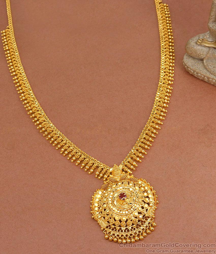 Elegant Mullai Mottu Gold Plated Haram South Indian Jewelry HR3048