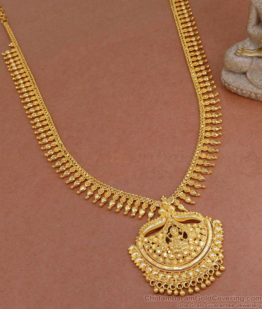 New Design 1 Gram Gold Haram Mullaipoo Design Lakshmi Pendant HR3059