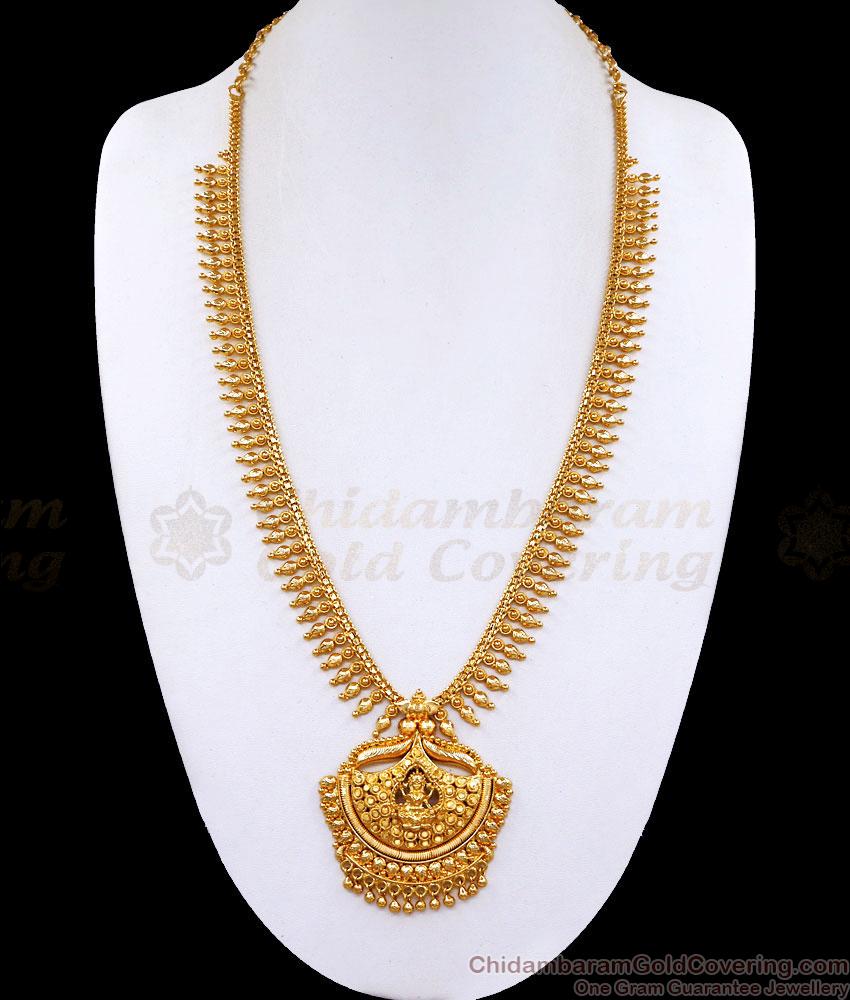 New Design 1 Gram Gold Haram Mullaipoo Design Lakshmi Pendant HR3059